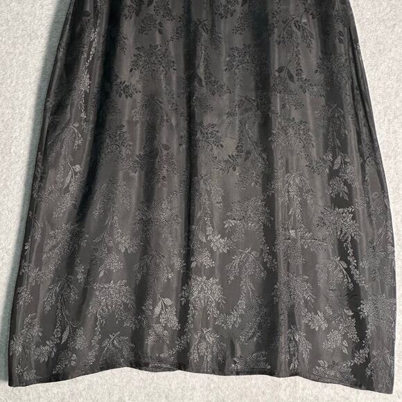 April Cornell X‎ Vintage Sz L Black Soiree Midi Skirt Floral Rayon Jacquard 90s - Picture 6 of 9